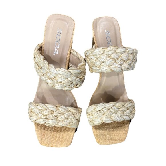 Soda Braided Slip On Heels Natural Color Size 6.5 NWOT - Picture 1 of 5